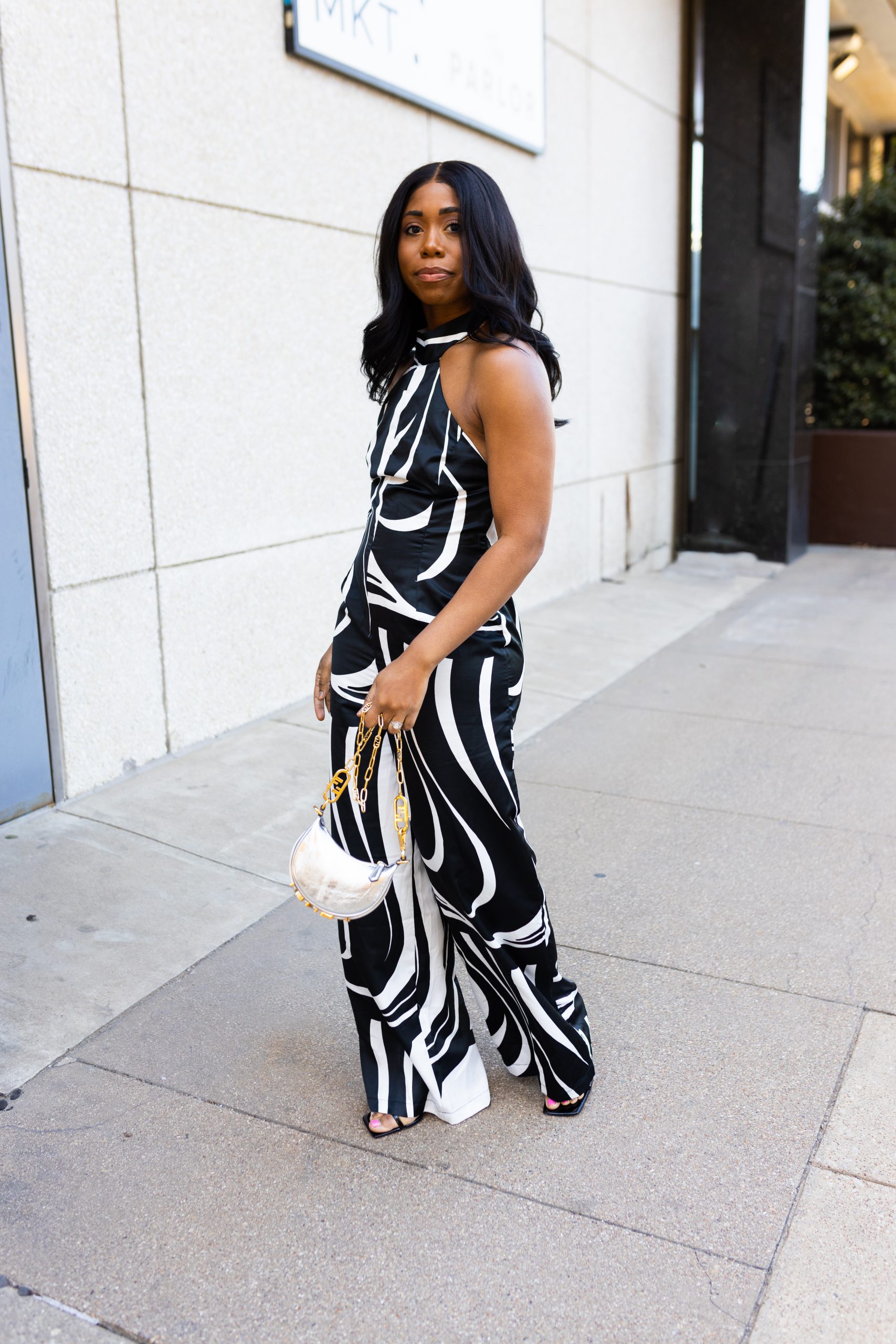 Black & white jumpsuit on sale